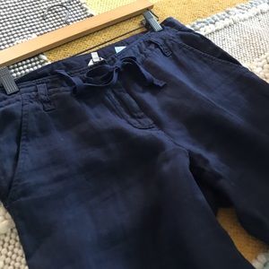 J Crew Navy Linen Tie Waist Pants - City Fit